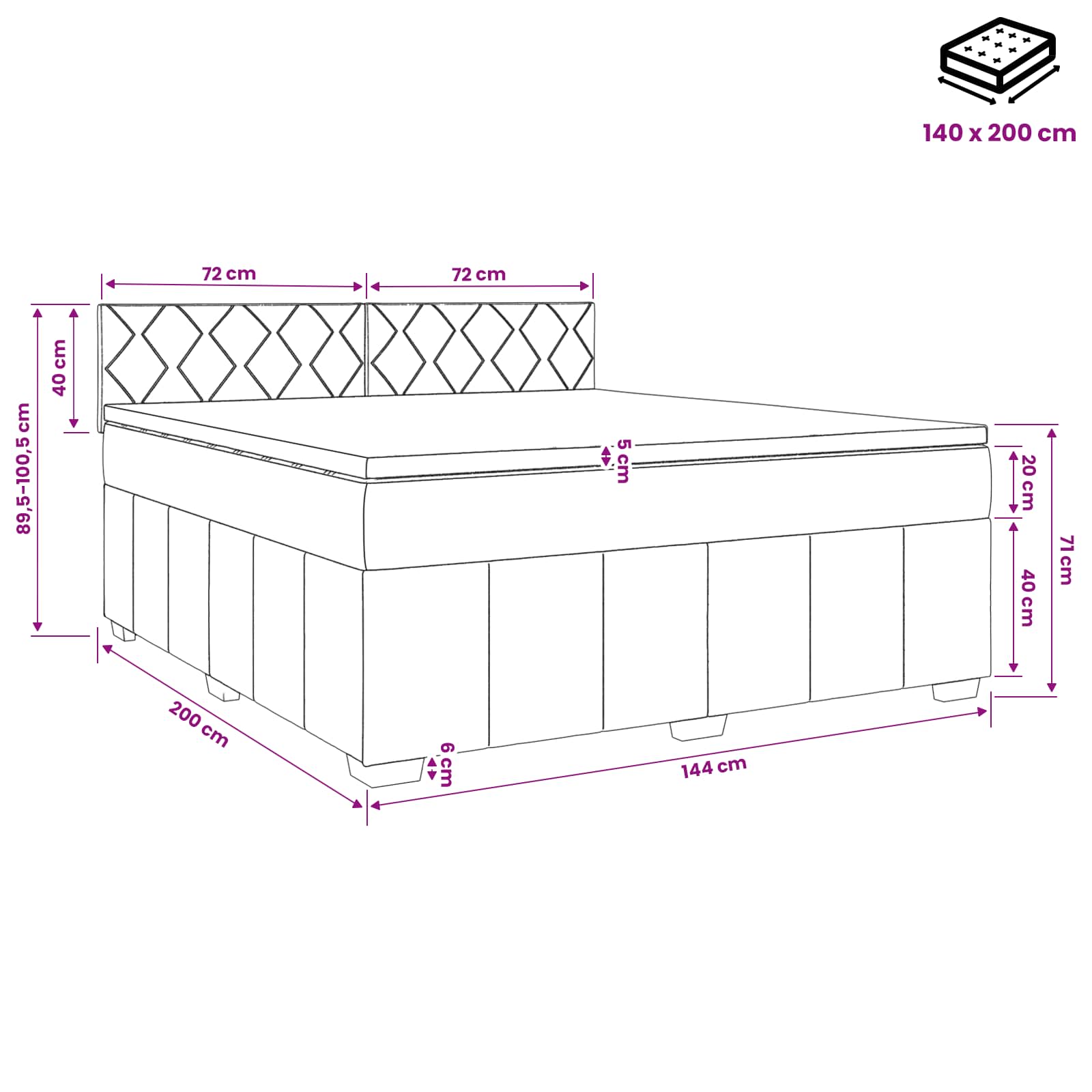 Postelja boxspring z vzmetnico Temno siva 140 x 200 cm Blago