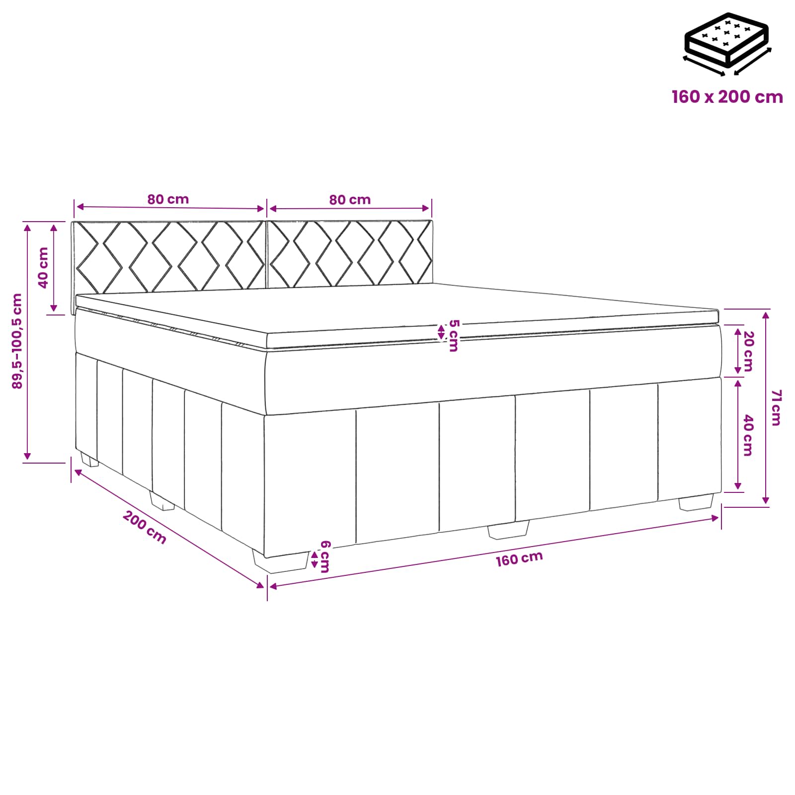 Postelja boxspring z vzmetnico Taupe 160 x 200 cm Blago
