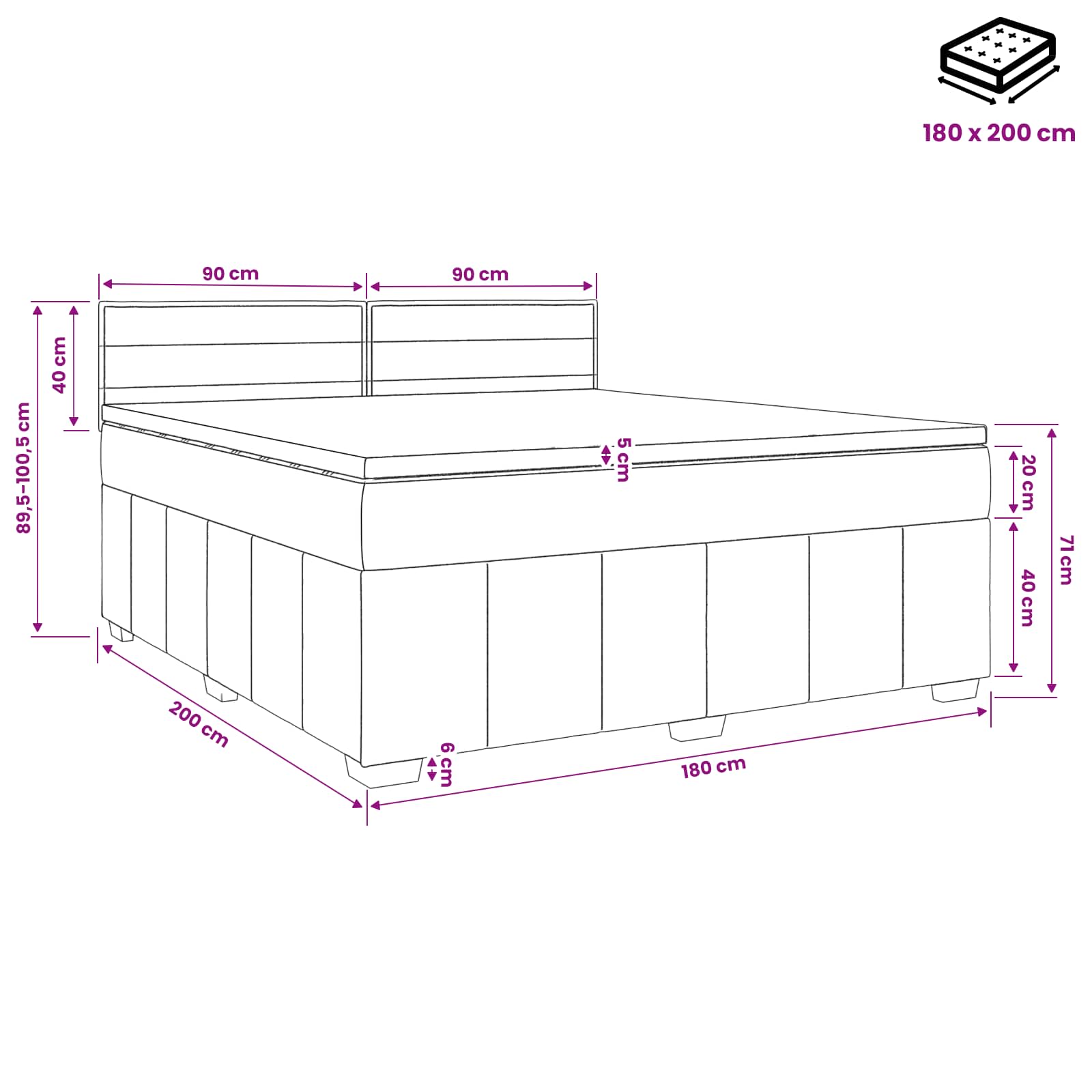 Postelja boxspring z vzmetnico Temno rjava 180 x 200 cm Blago