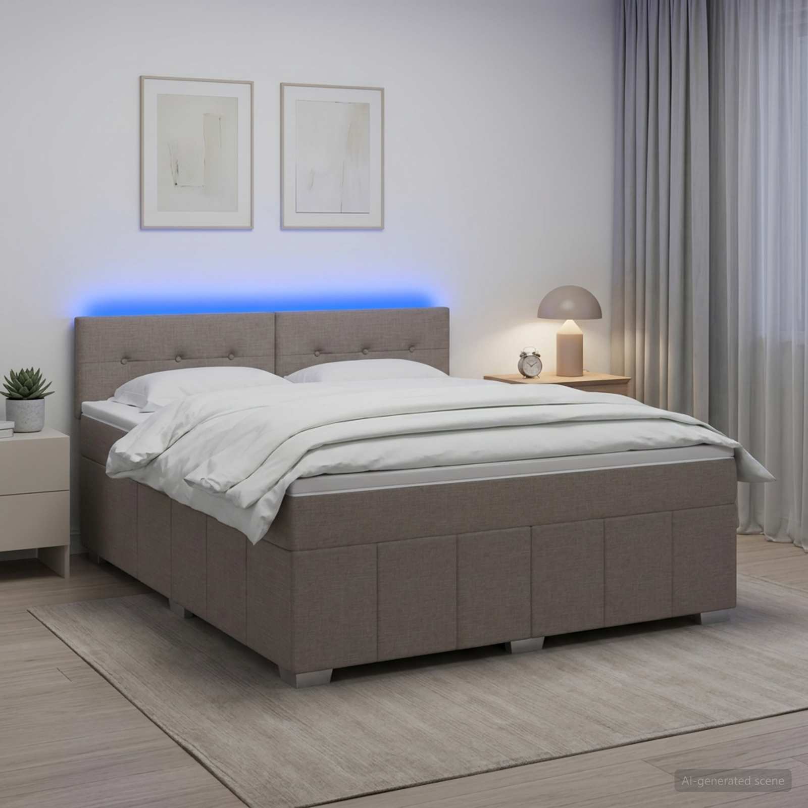 Континентално легло с матрак Таупе 140 x 200 cm Текстил