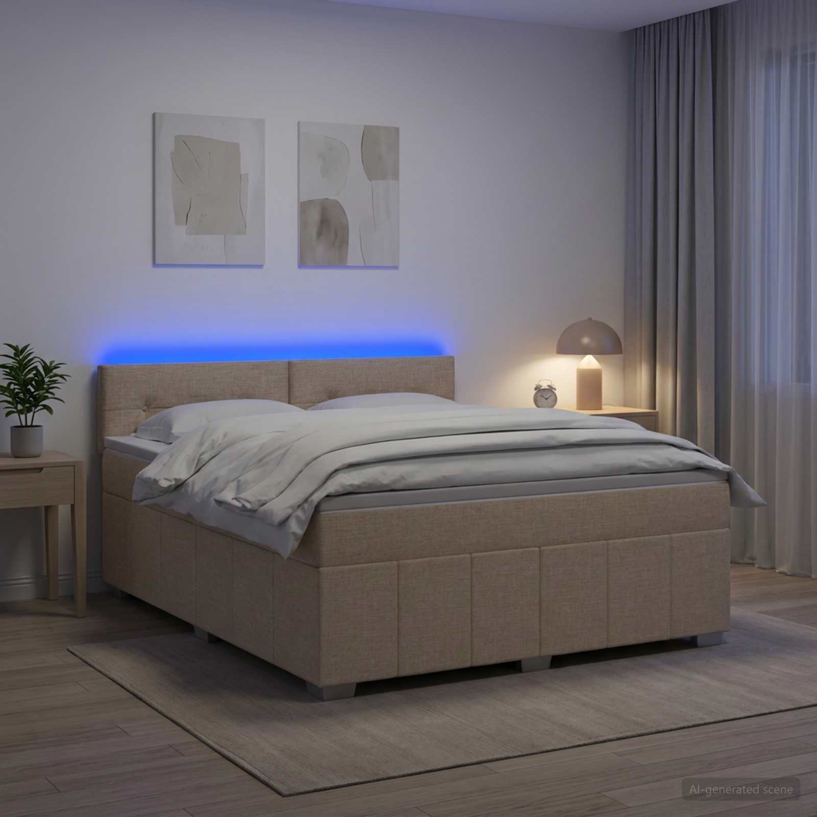 Континентално легло с матрак Кремаво 160 x 200 cm Текстил