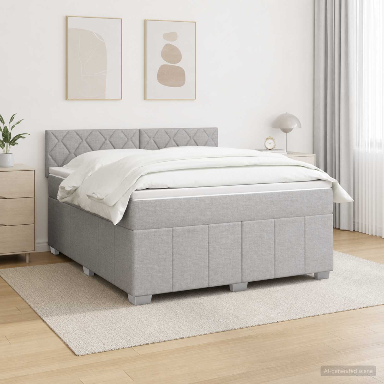 Postelja boxspring z vzmetnico Svetlo siva 140 x 190 cm Blago