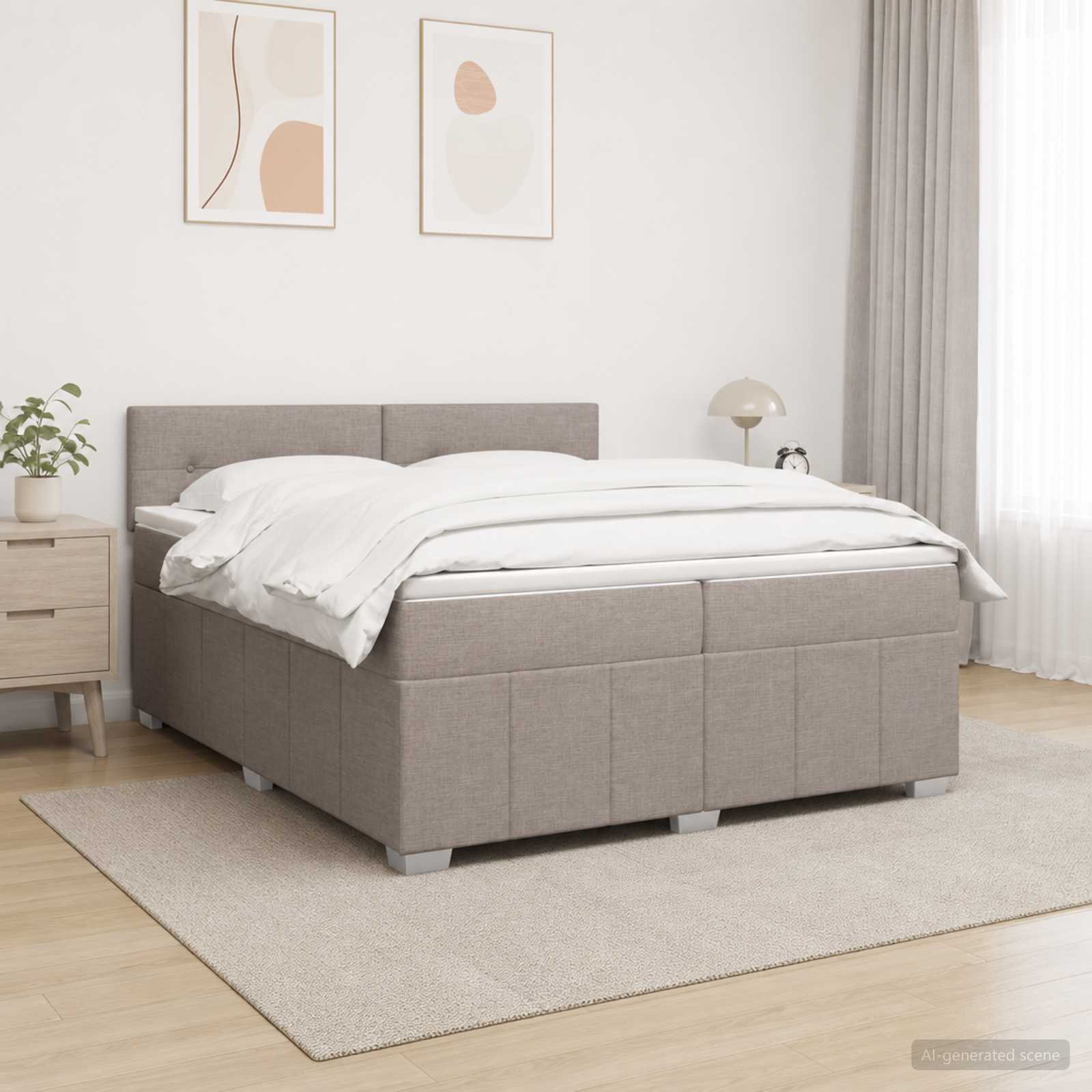 Континентално легло с матрак Таупе 200 x 200 cm Текстил