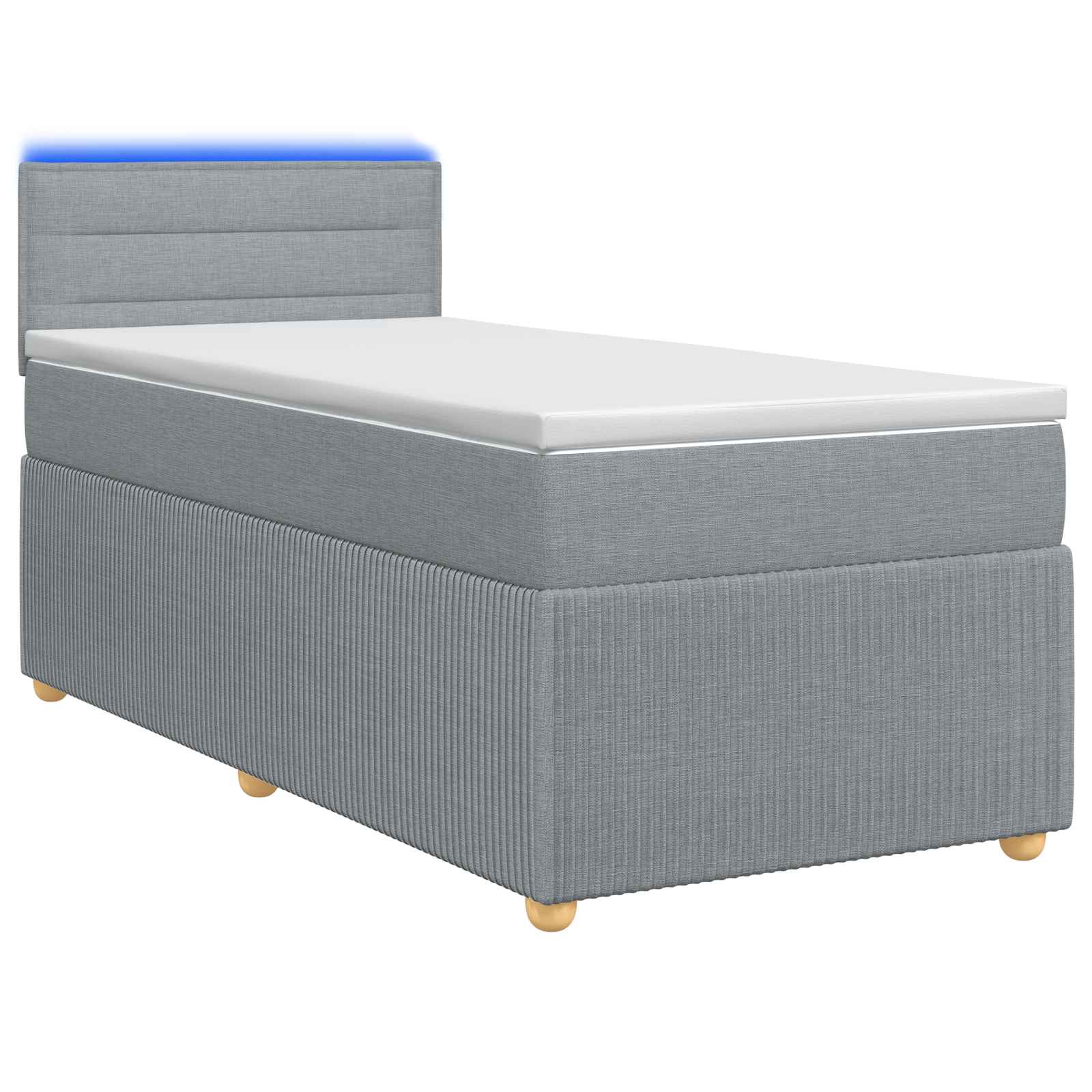 vidaXL Pat boxspring cu saltea Gri deschis 90 x 200 cm Țesătură