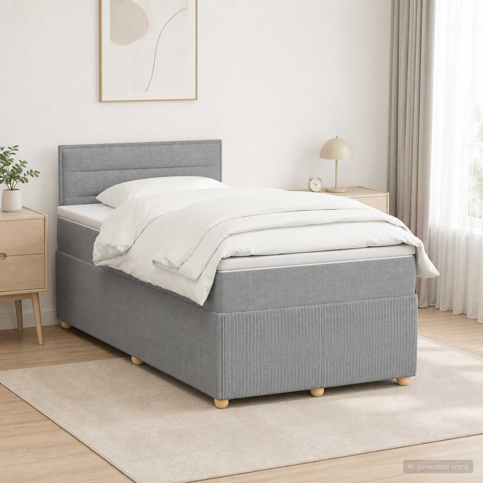Postelja boxspring z vzmetnico Svetlo siva 120 x 200 cm Blago
