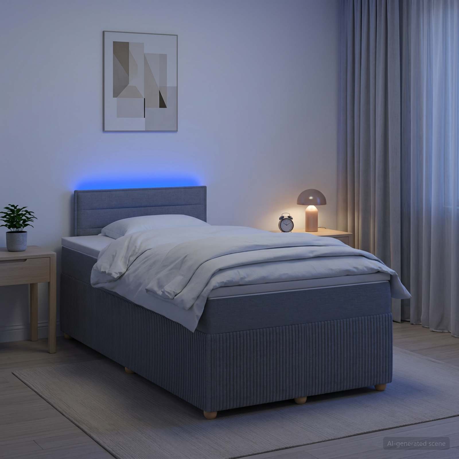 Postelja boxspring z vzmetnico Svetlo siva 120 x 200 cm Blago