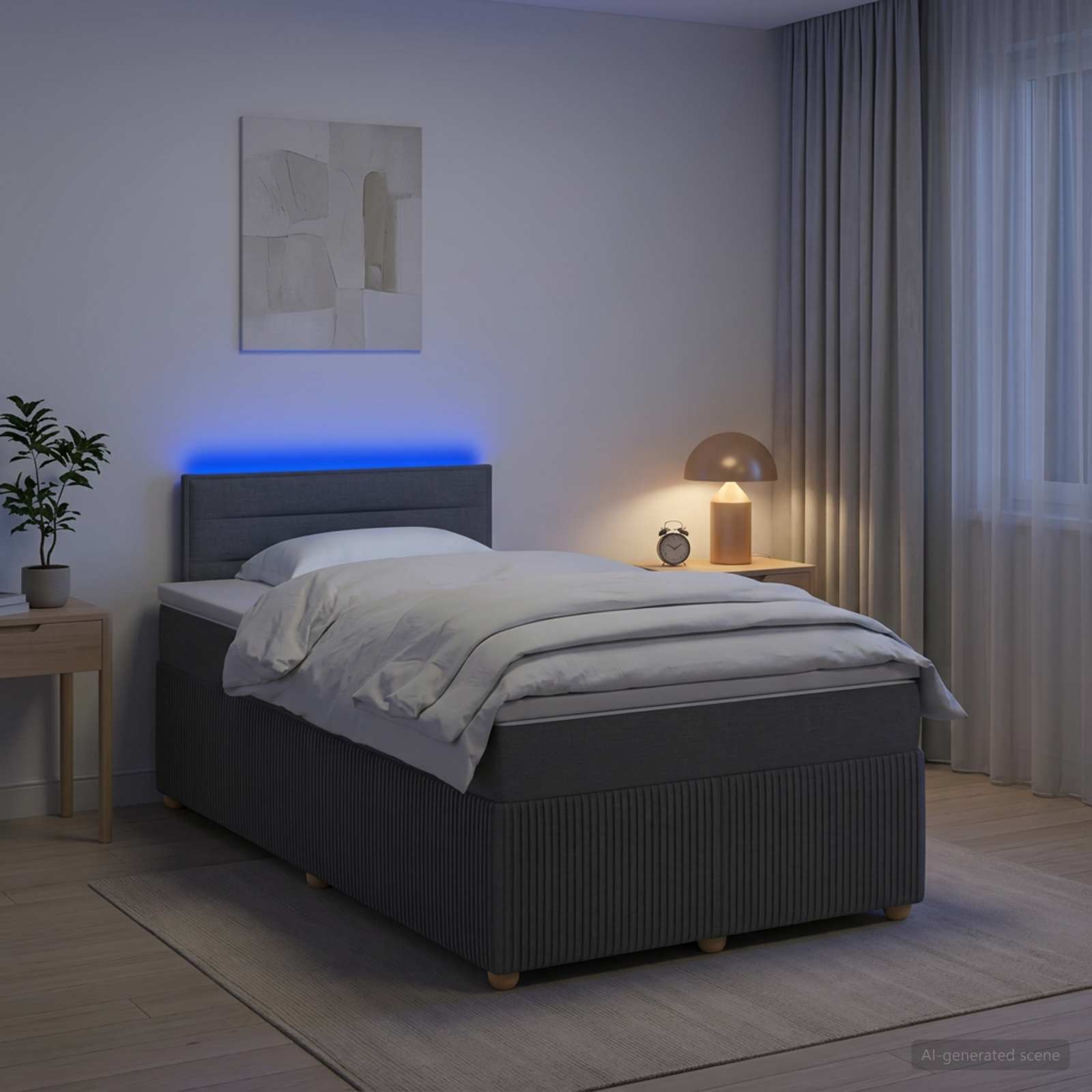 Postelja boxspring z vzmetnico Temno siva 120 x 200 cm Blago