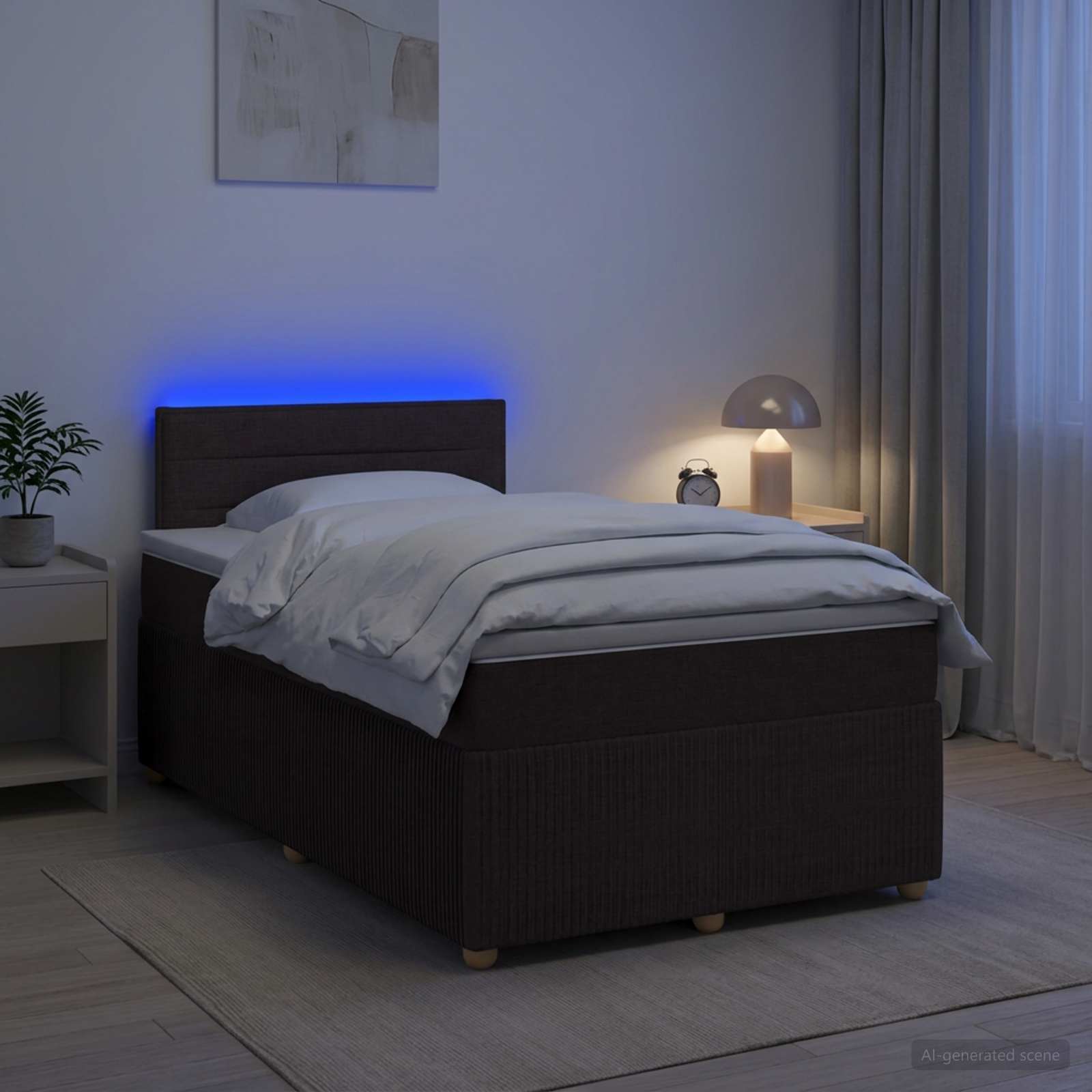 vidaXL Boxspringbed met matras Donkerbruin 120 x 200 cm Stof bruin, foto 4