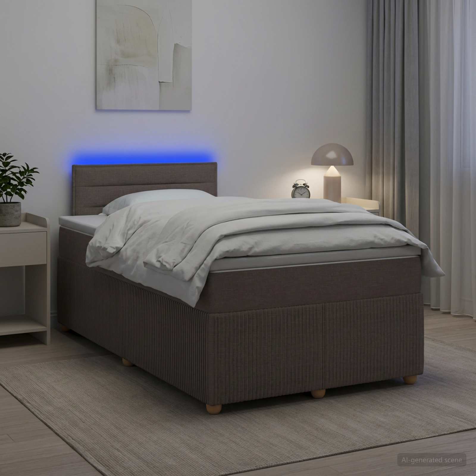 Postelja boxspring z vzmetnico Taupe 120 x 190 cm Blago