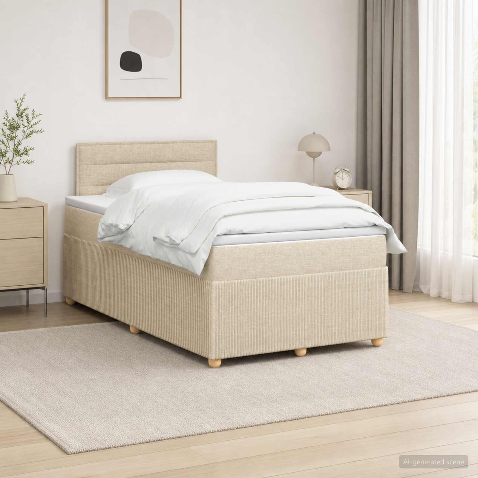 Континентално легло с матрак Кремаво 120 x 190 cm Текстил