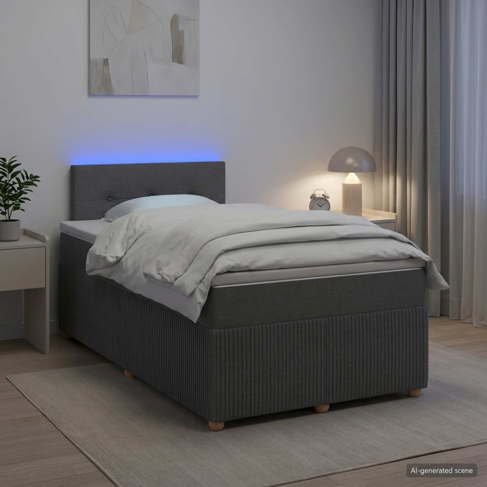Postelja boxspring z vzmetnico Temno siva 120 x 200 cm Blago