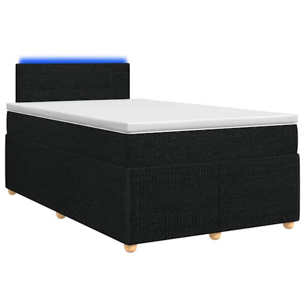 vidaXL Vedruvoodi madratsiga LED-ribadega Must 120 x 190 cm kangas