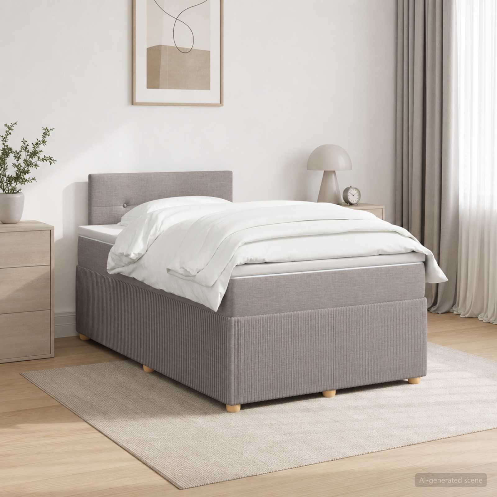 Континентално легло с матрак Таупе 120 x 190 cm Текстил
