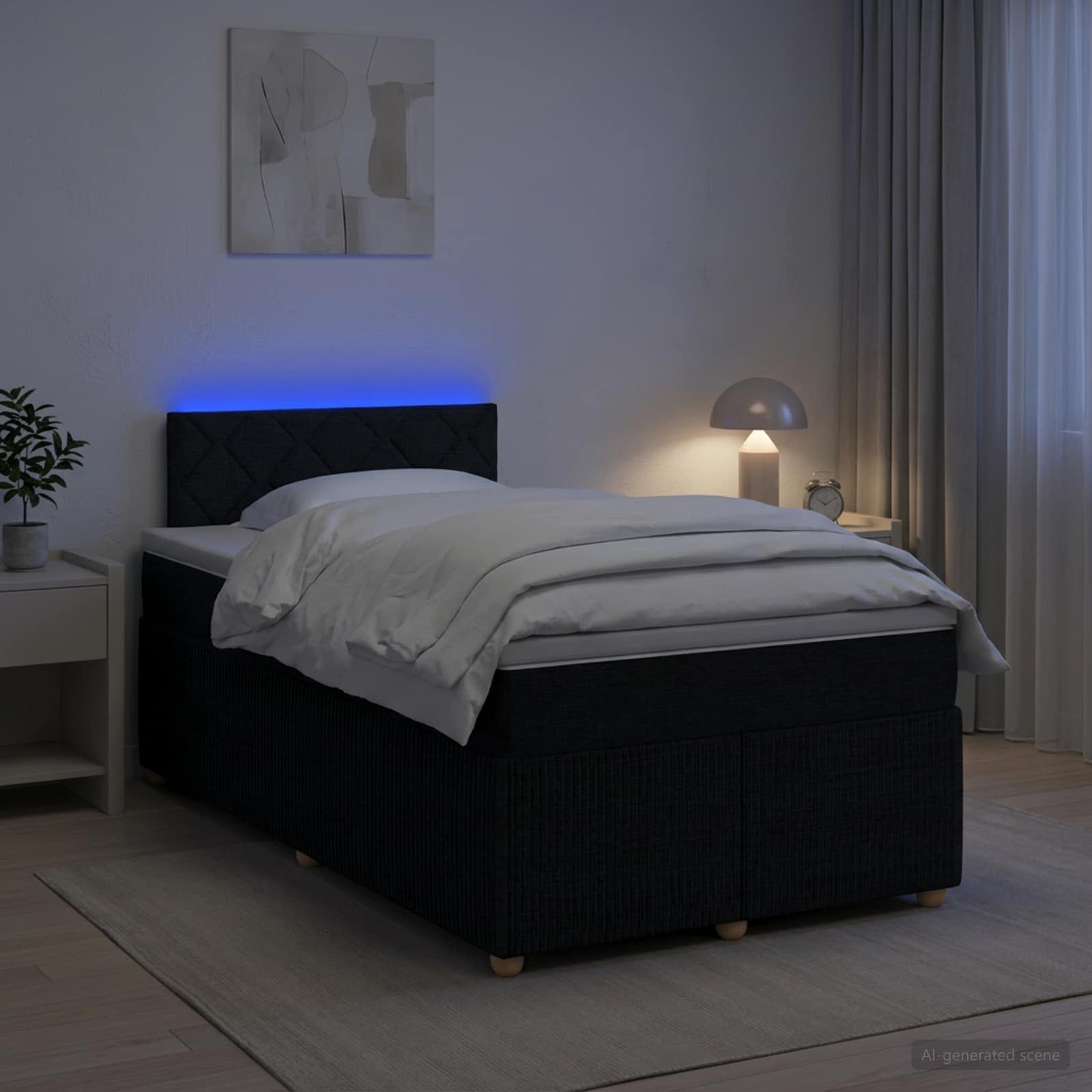 Континентално легло с матрак Черно 120 x 190 cm Текстил