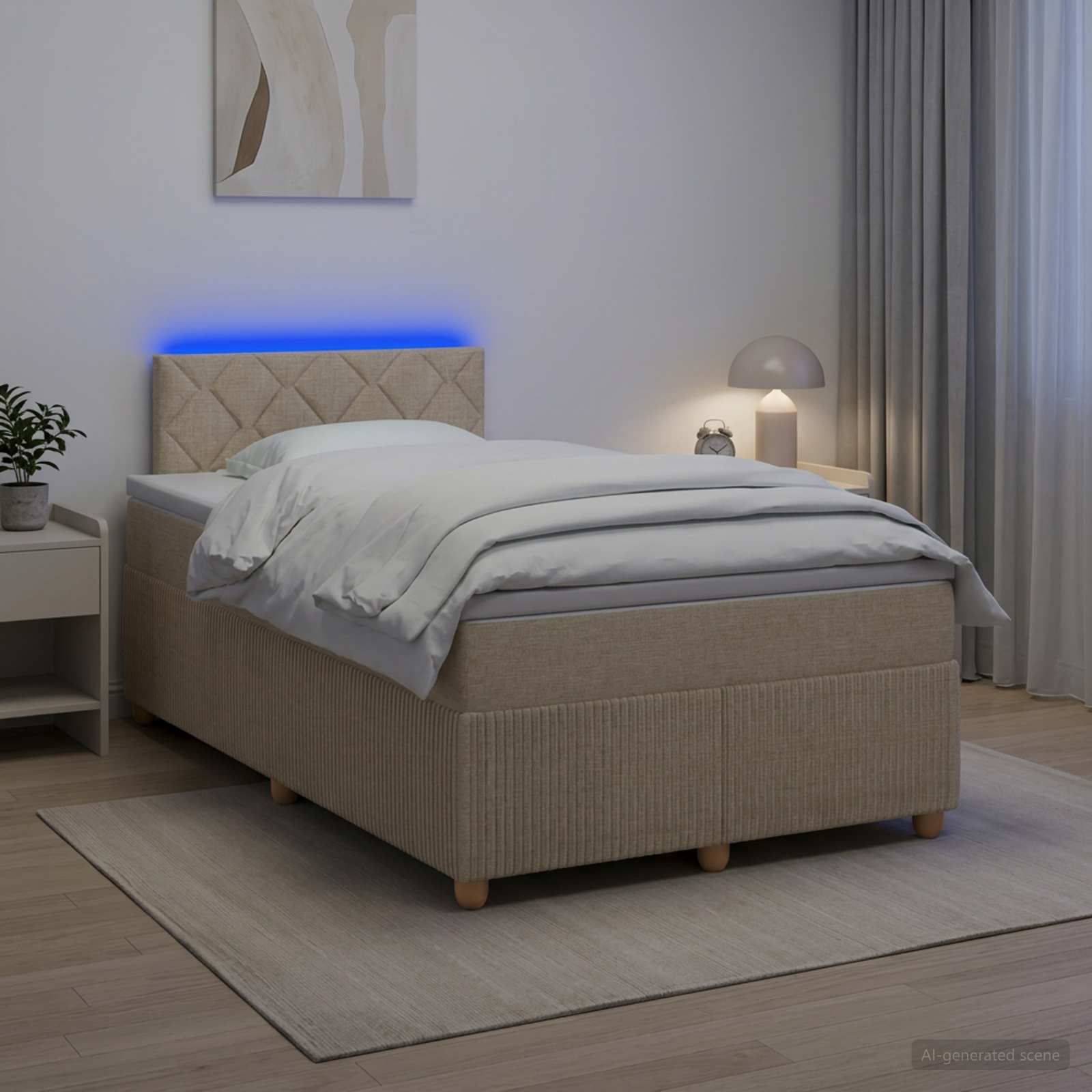 Континентално легло с матрак Кремаво 120 x 190 cm Текстил