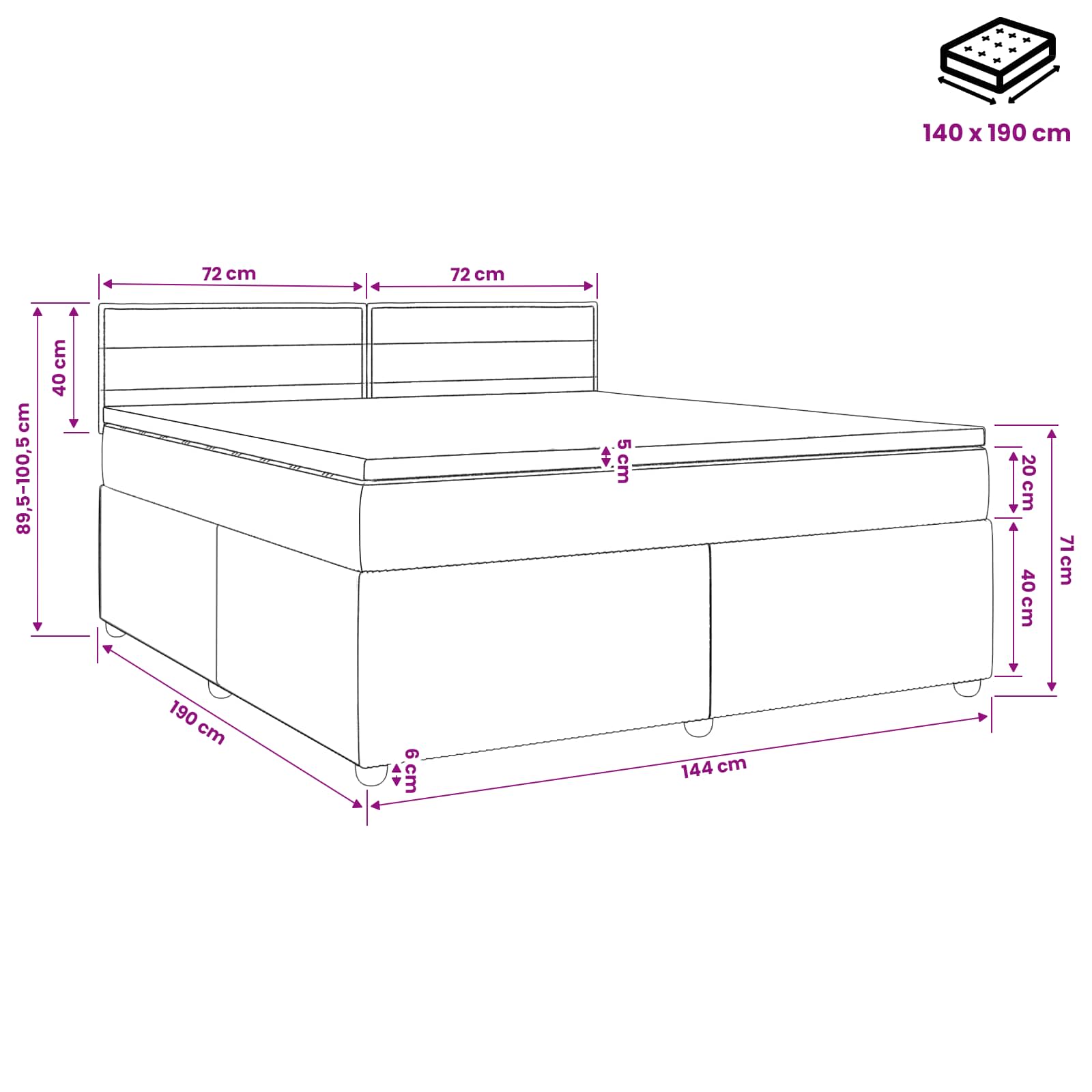 Postelja boxspring z vzmetnico Svetlo siva 140 x 190 cm Blago