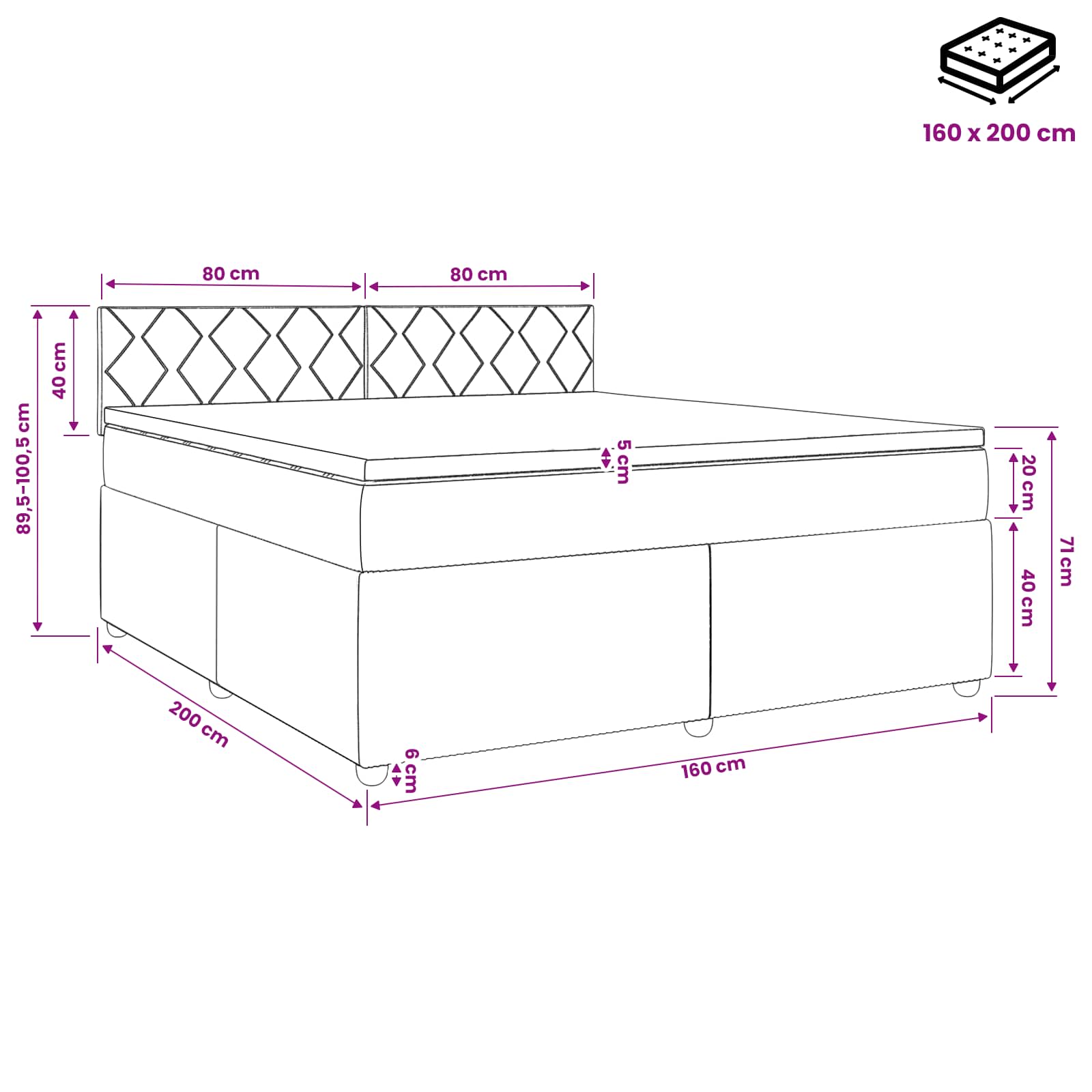 Postelja boxspring z vzmetnico Svetlo siva 160 x 200 cm Blago
