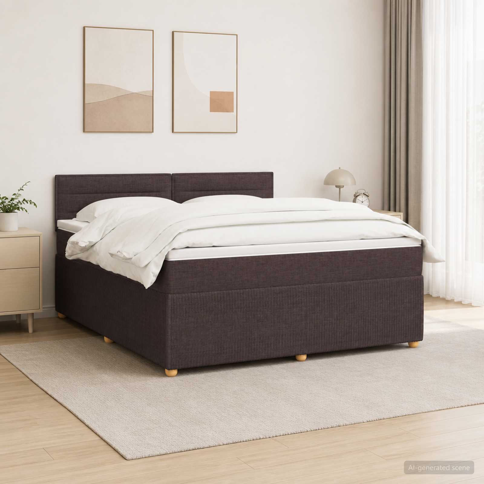 Postelja boxspring z vzmetnico Temno rjava 140 x 190 cm Blago