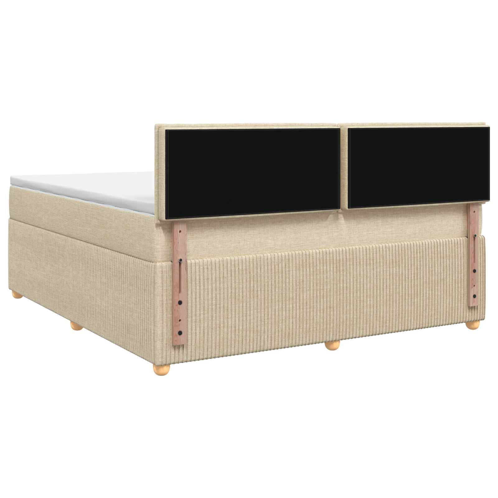 Postelja boxspring z vzmetnico Krem 180 x 200 cm Blago