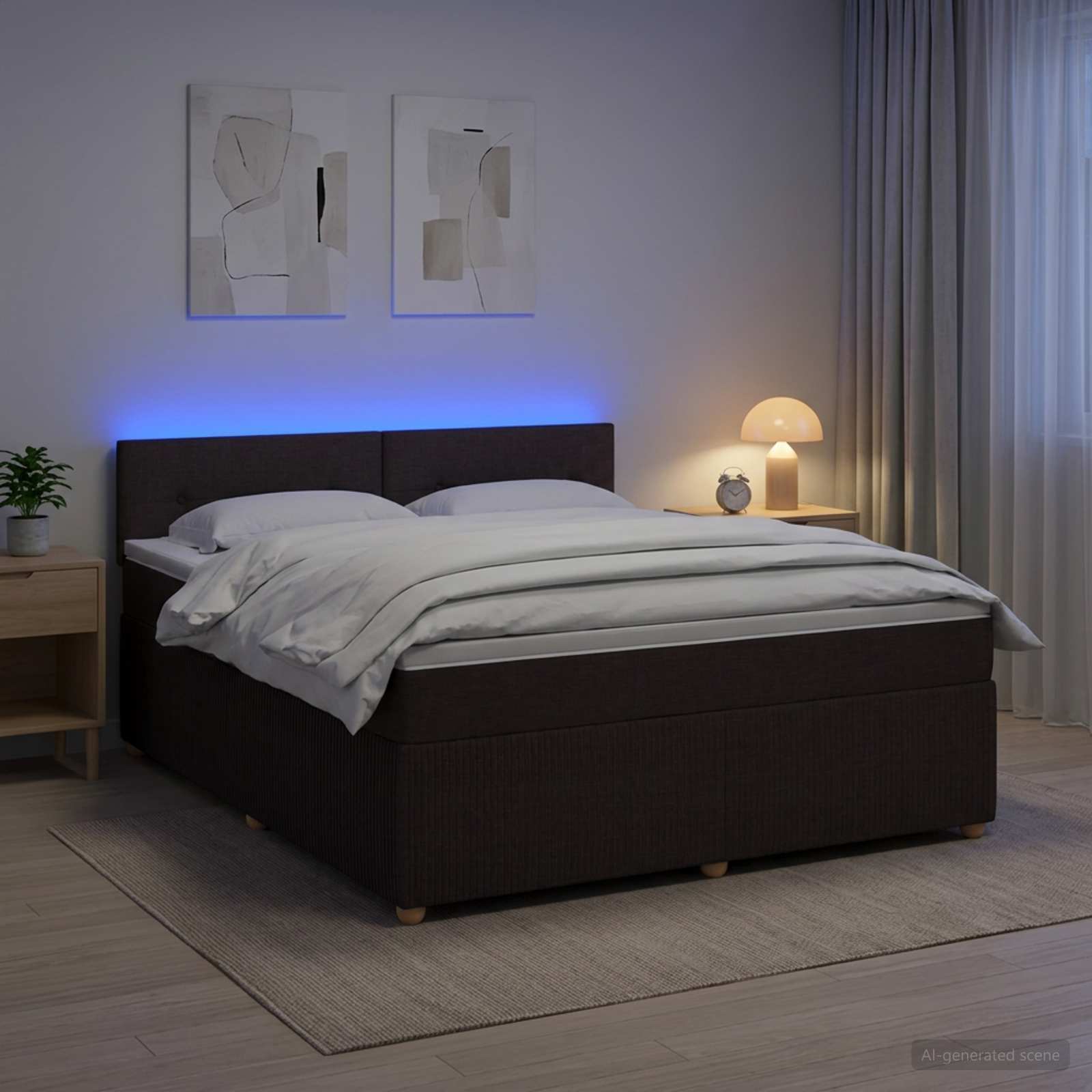 Континентално легло с матрак Тъмен кафяв 140 x 190 cm Текстил