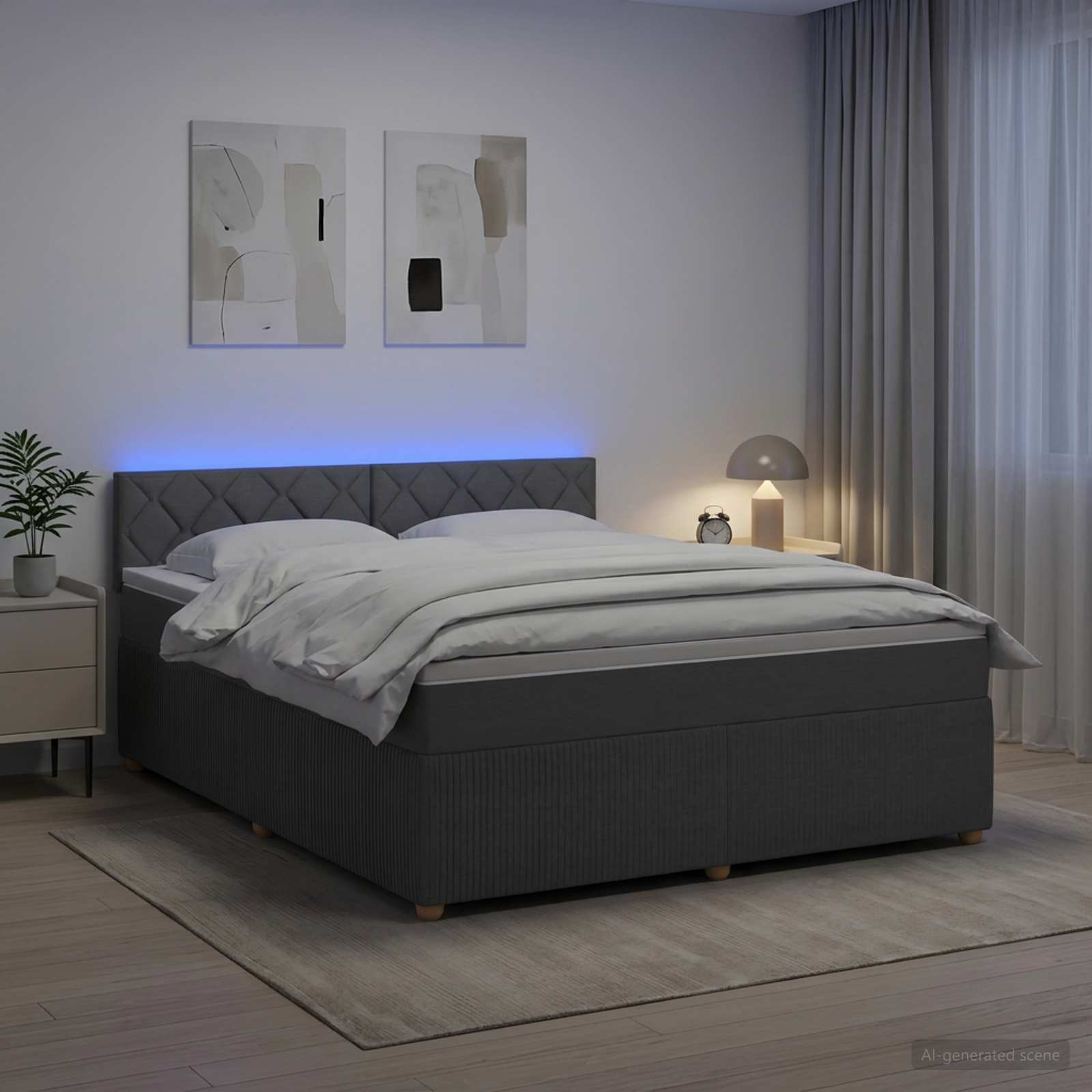 Postelja boxspring z vzmetnico Temno siva 160 x 200 cm Blago