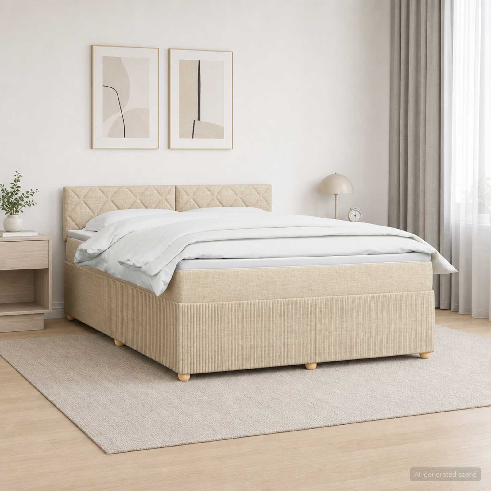 Континентално легло с матрак Кремаво 160 x 200 cm Текстил