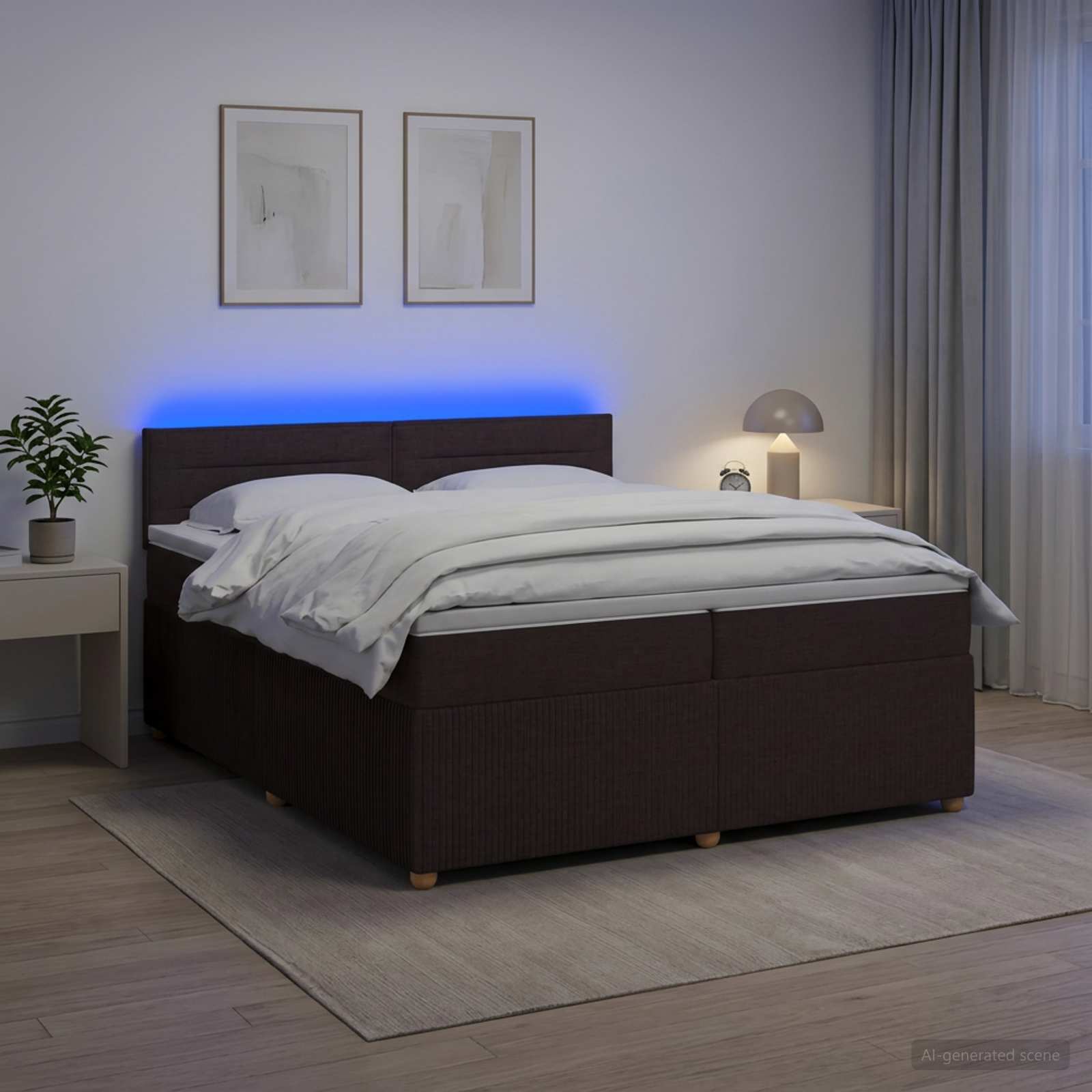 Континентално легло с матрак Тъмен кафяв 200 x 200 cm Текстил