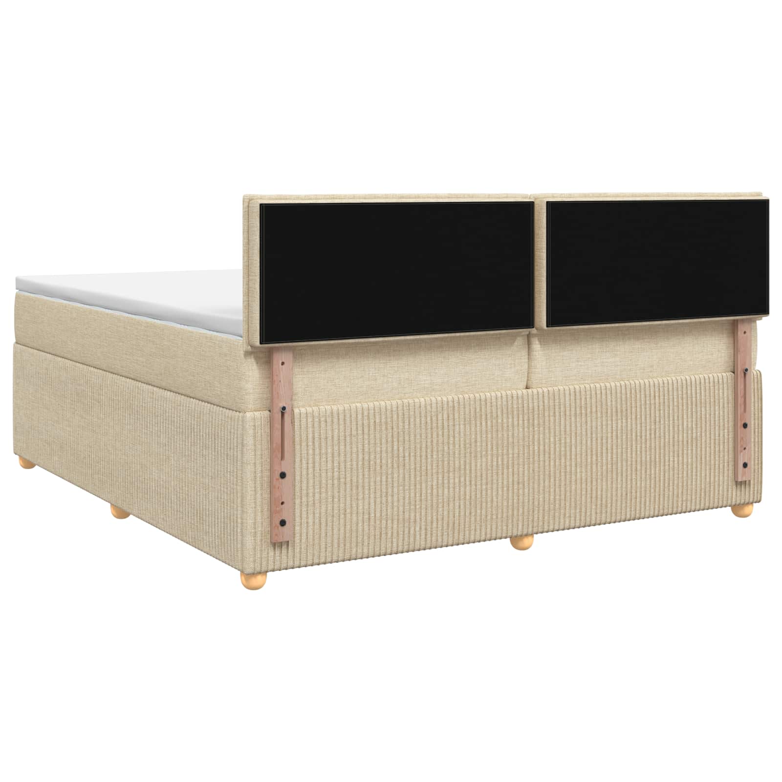Postelja boxspring z vzmetnico Krem 200 x 200 cm Blago