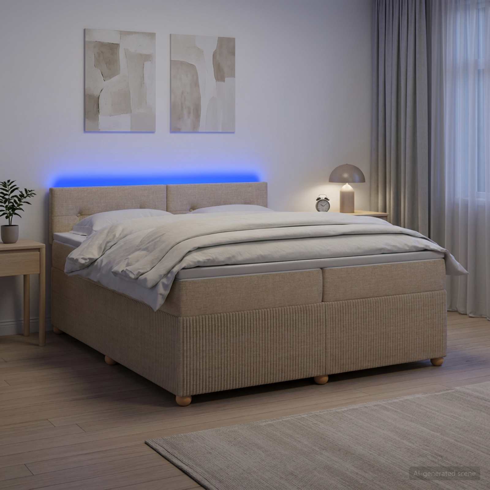 Континентално легло с матрак Кремаво 200 x 200 cm Текстил