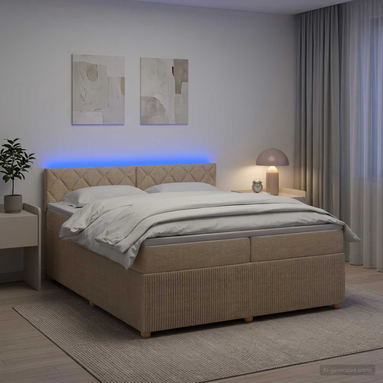 Континентално легло с матрак Кремаво 200 x 200 cm Текстил