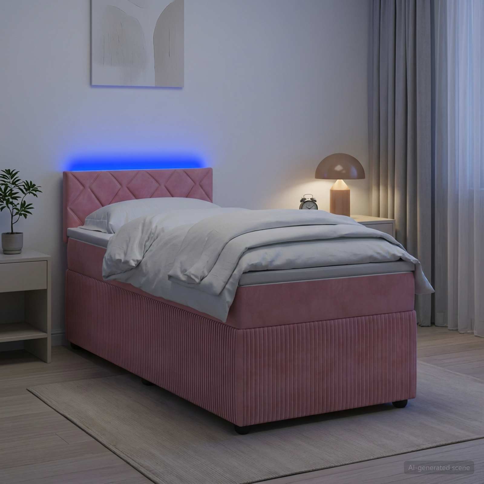 Postelja boxspring z vzmetnico Roza 90 x 200 cm Žamet
