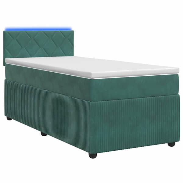vidaXL Vedruvoodi madratsiga peaga Tumeroheline 90 x 200 cm Samet