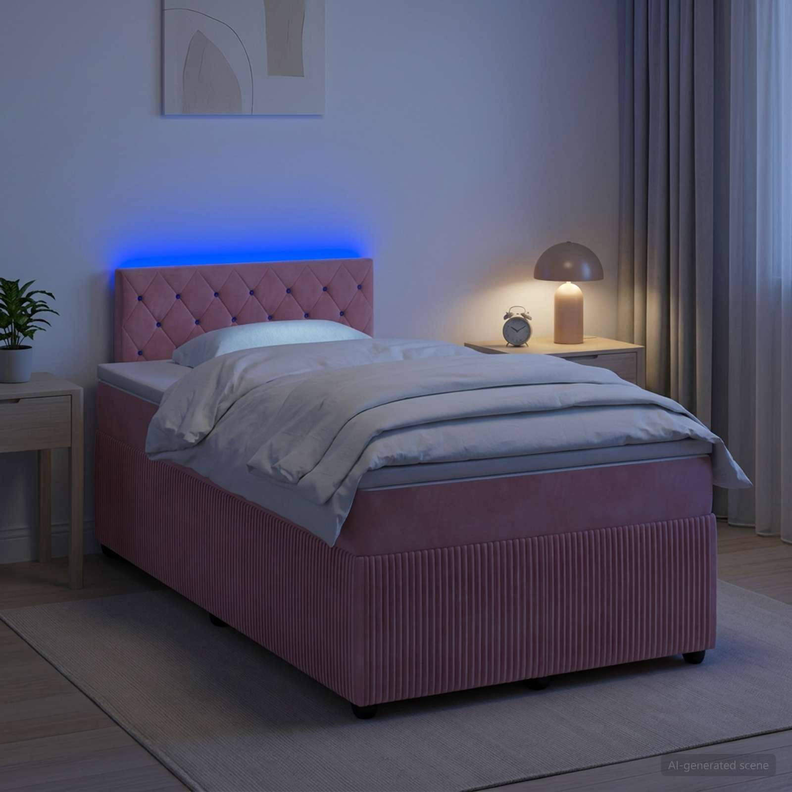 Postelja boxspring z vzmetnico Roza 120 x 190 cm Žamet