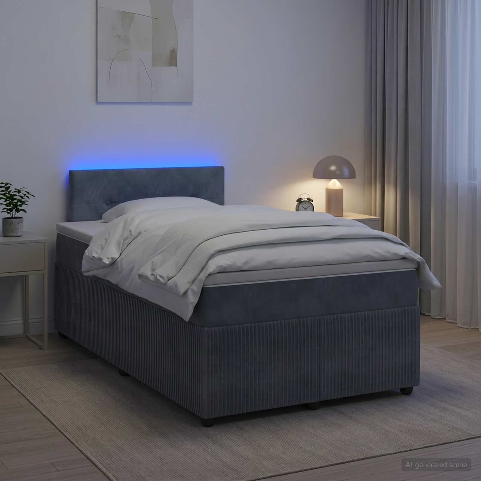 Postelja boxspring z vzmetnico Temno siva 120 x 200 cm Žamet