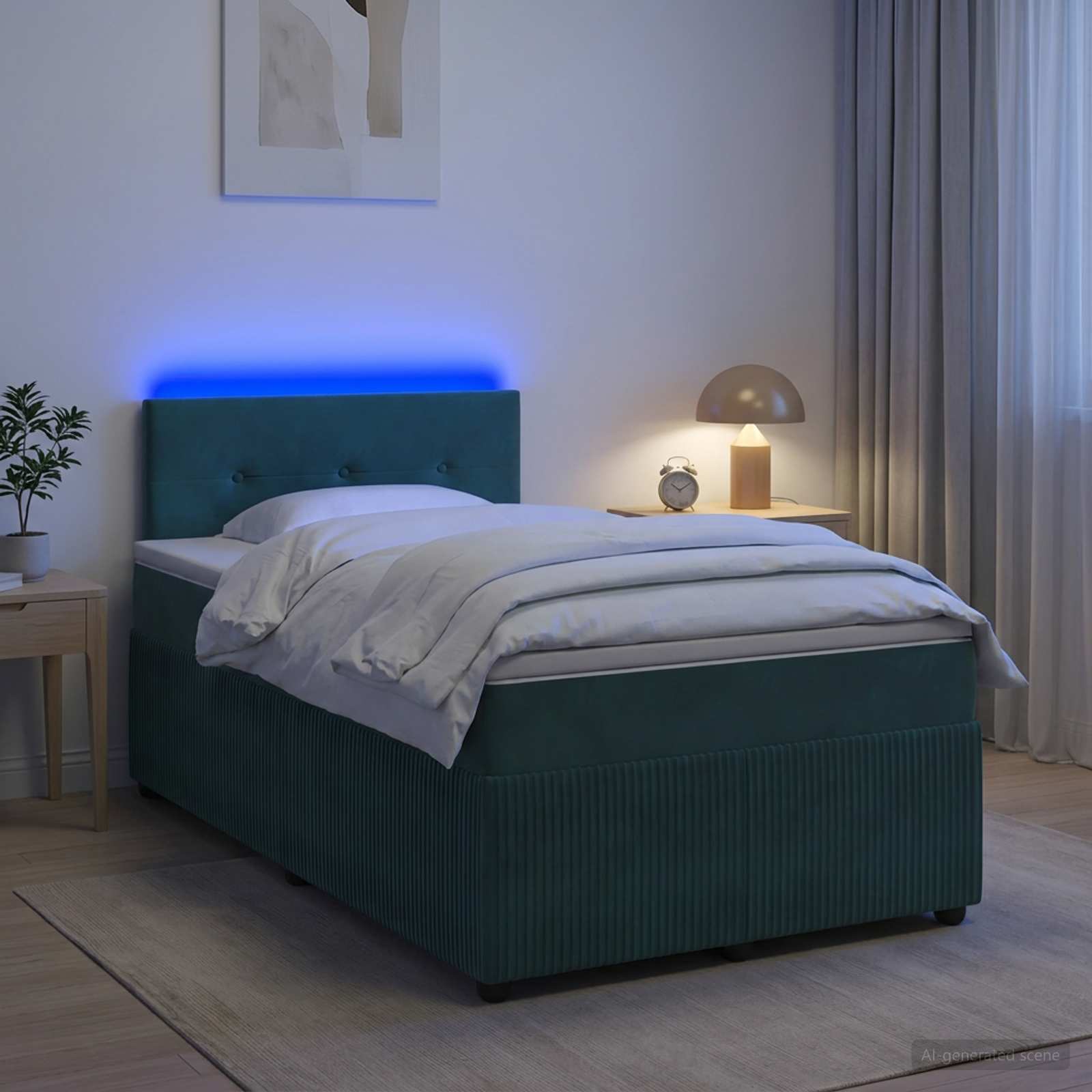 Postelja boxspring z vzmetnico Temno zelena 120 x 200 cm Žamet