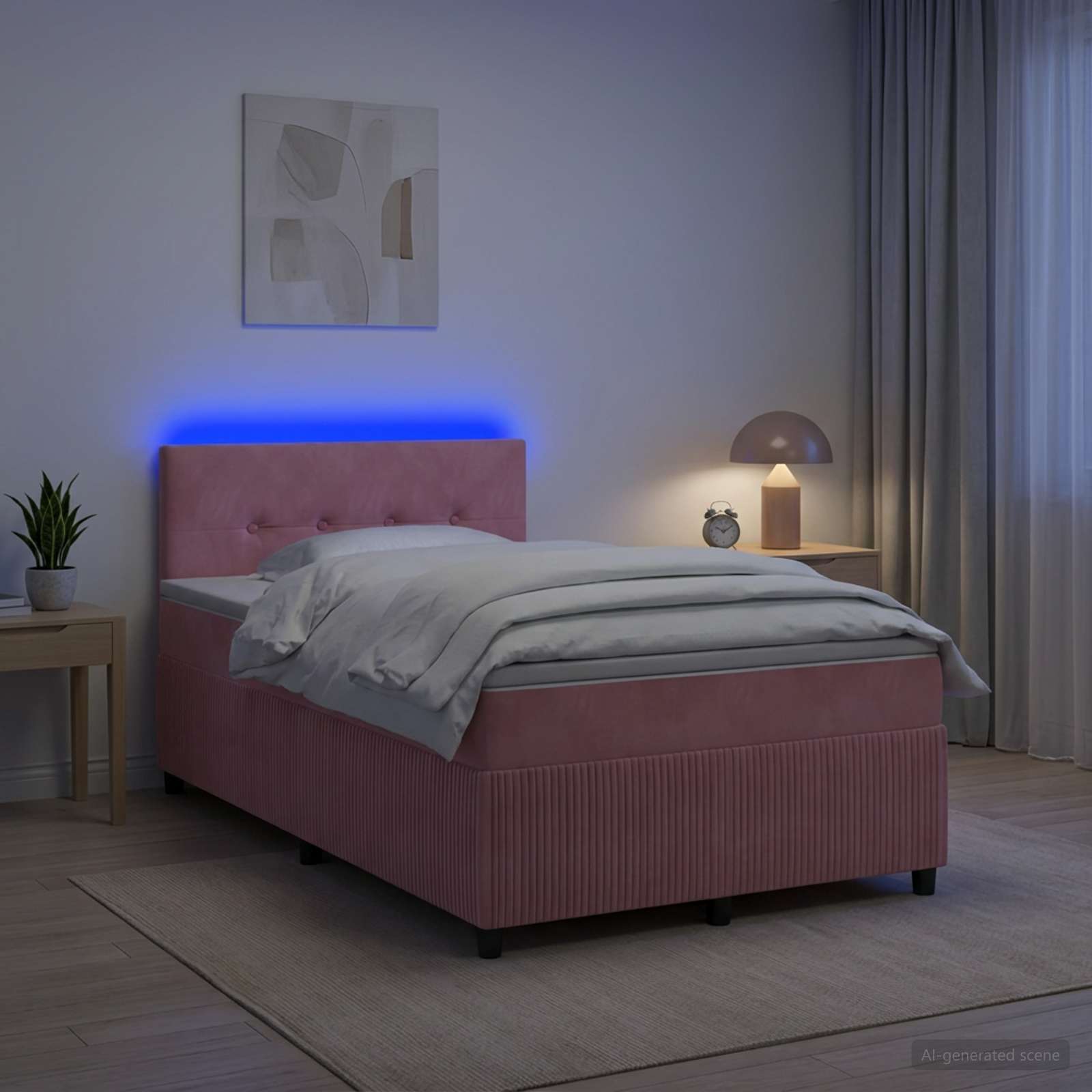 Postelja boxspring z vzmetnico Roza 120 x 190 cm Žamet