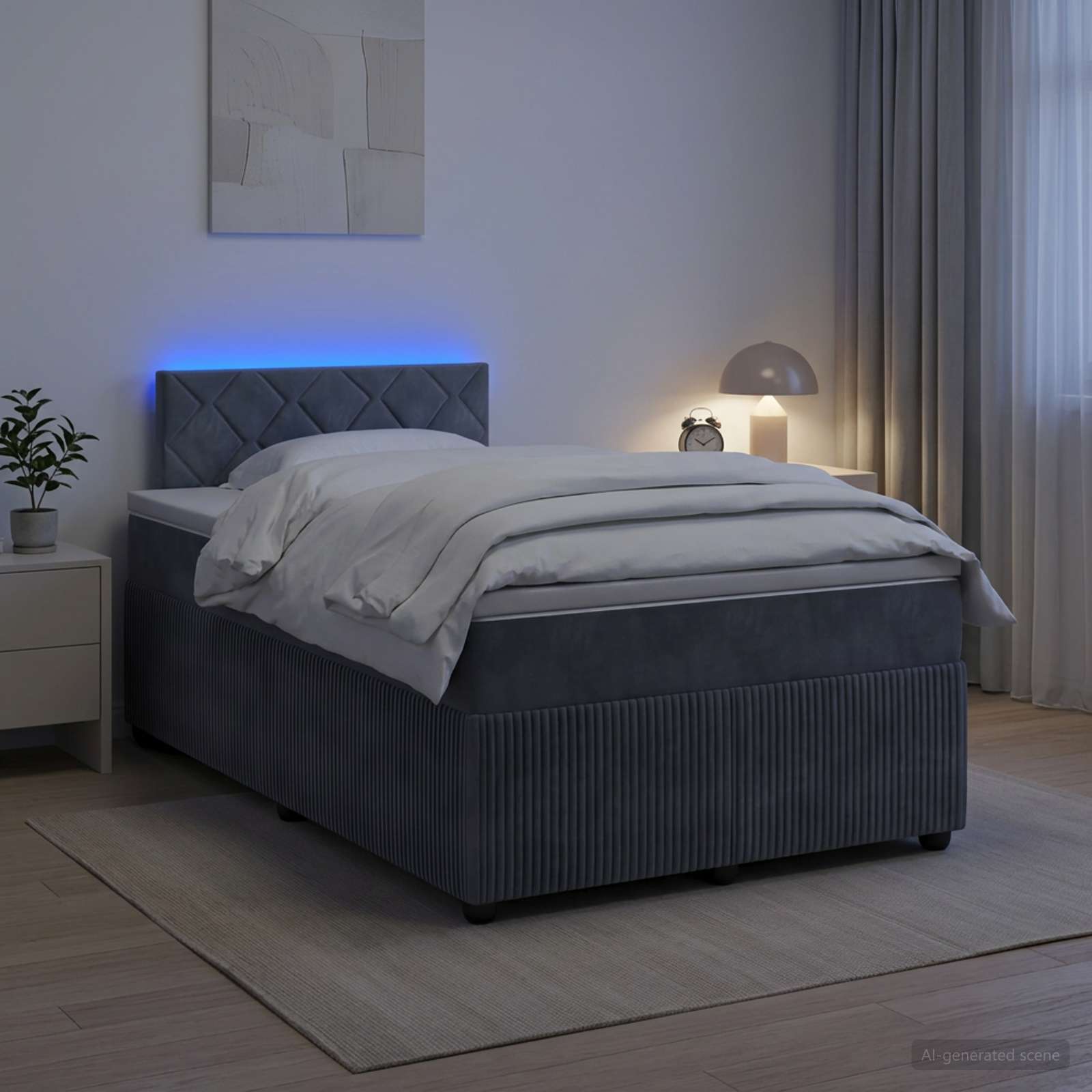 Postelja boxspring z vzmetnico Temno siva 120 x 190 cm Žamet