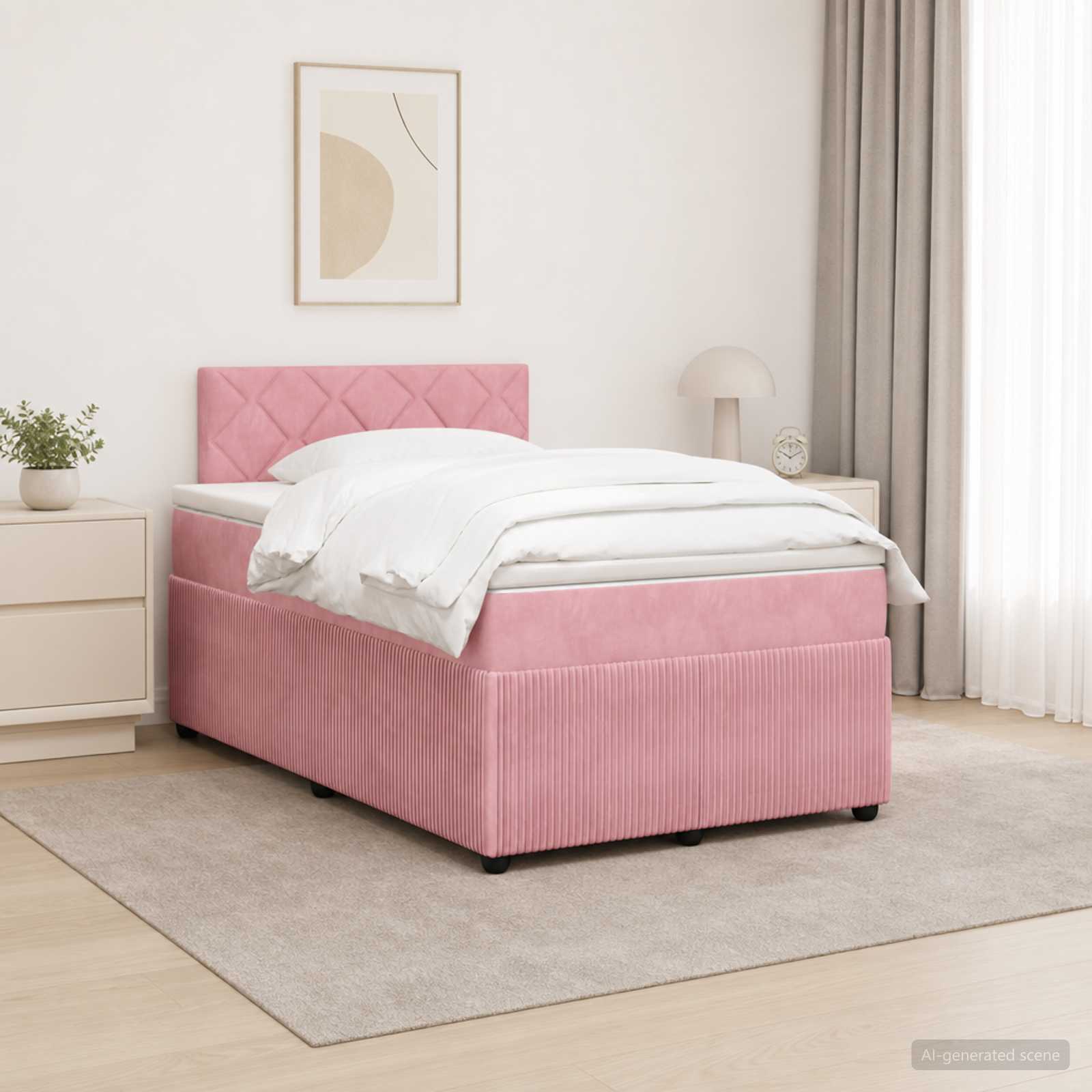 Postelja boxspring z vzmetnico Roza 120 x 200 cm Žamet