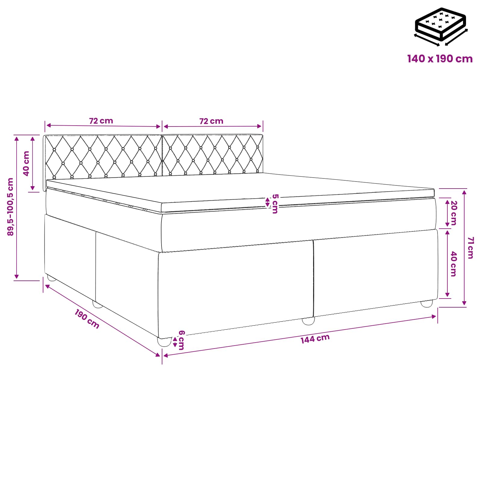 Postelja boxspring z vzmetnico Temno zelena 140 x 190 cm Žamet