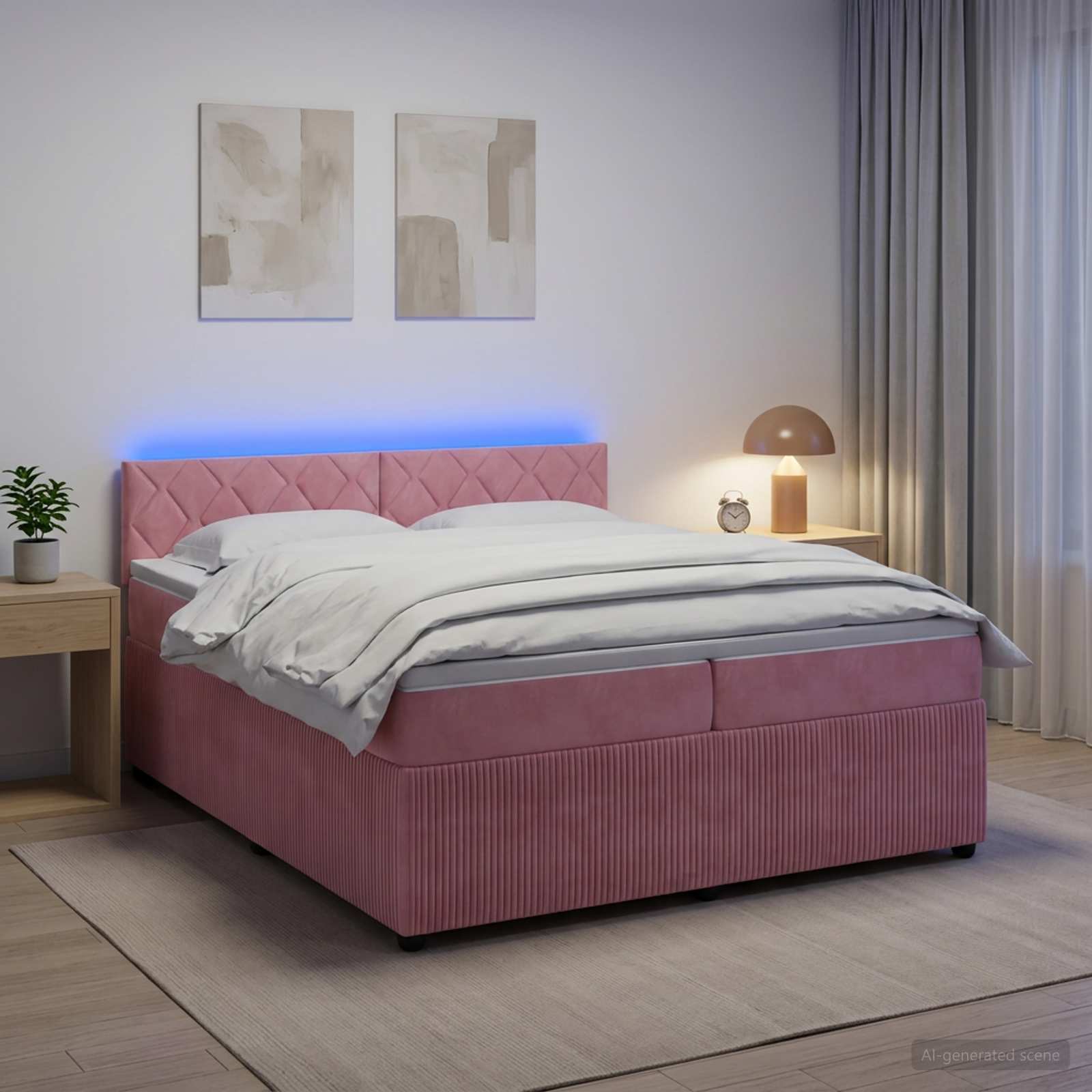 Postelja boxspring z vzmetnico Roza 200 x 200 cm Žamet