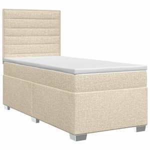 vidaXL Vedruvoodi madratsiga peaga Kreemjas 80 x 200 cm kangas
