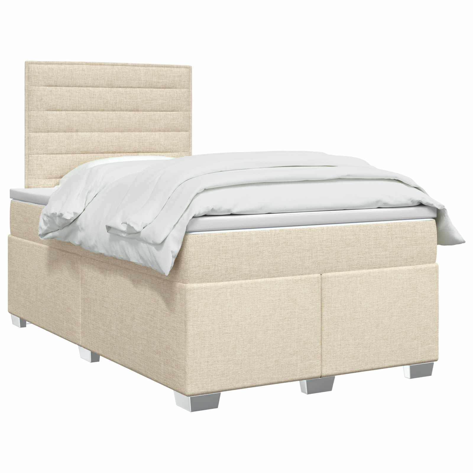 Postelja boxspring z vzmetnico Krem 120 x 190 cm Blago