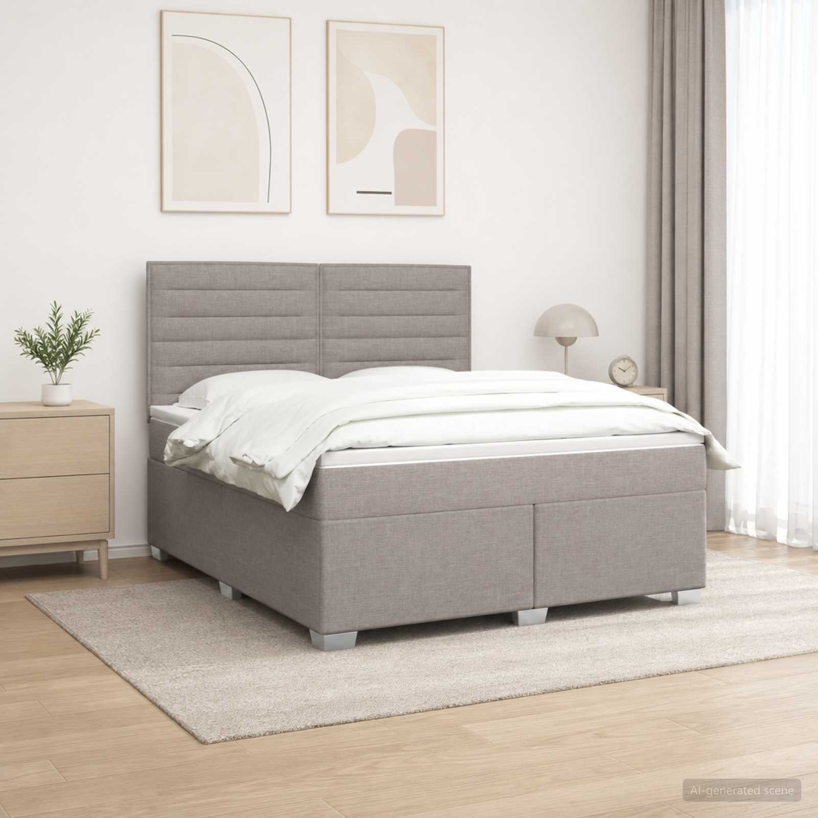 Континентално легло с матрак Таупе 140 x 190 cm Текстил