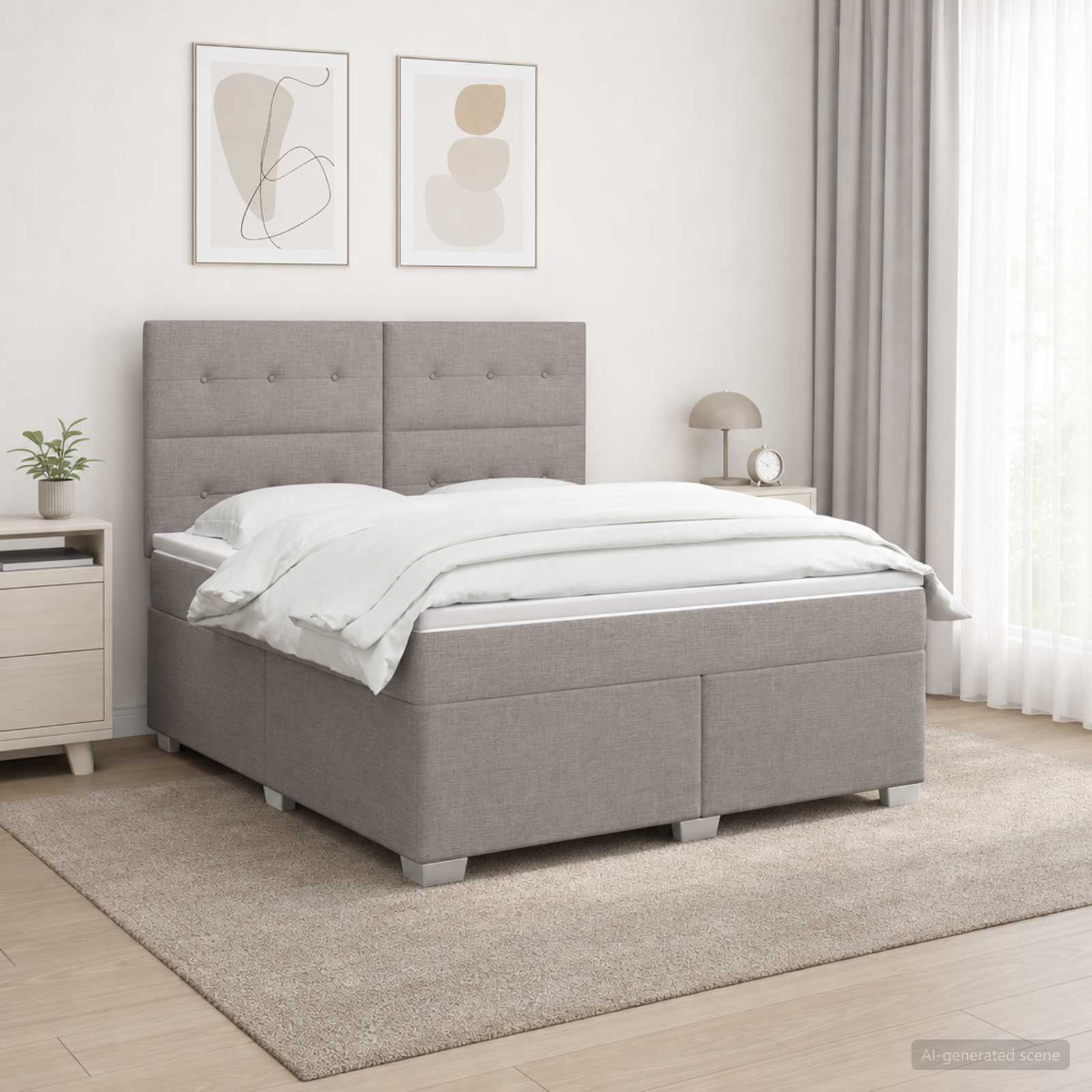 Континентално легло с матрак Таупе 160 x 200 cm Текстил