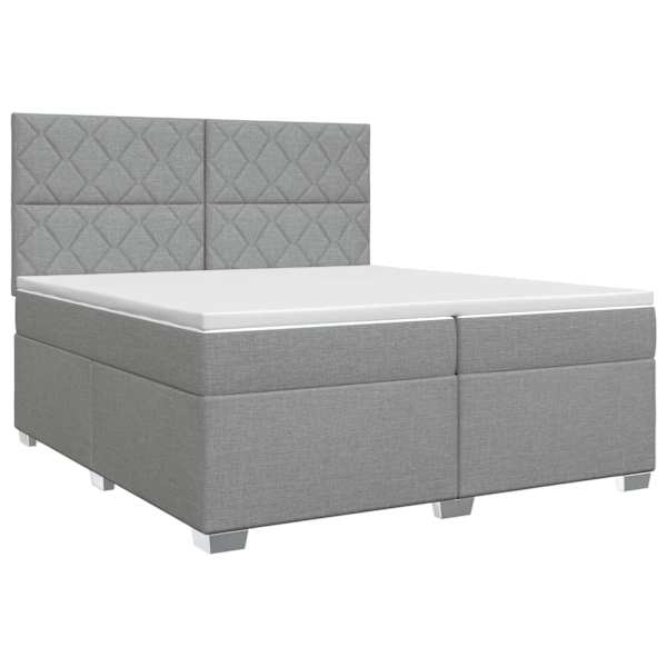 vidaXL Vedruvoodi madratsiga peaga Helehall 200 x 200 cm kangas