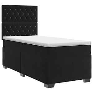 vidaXL Vedruvoodi madratsiga peaga Must 80 x 200 cm Samet