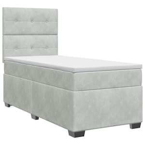 vidaXL Vedruvoodi madratsiga peaga Helehall 80 x 200 cm Samet