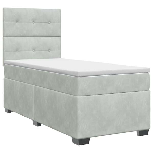 vidaXL Vedruvoodi madratsiga peaga Helehall 90 x 200 cm Samet
