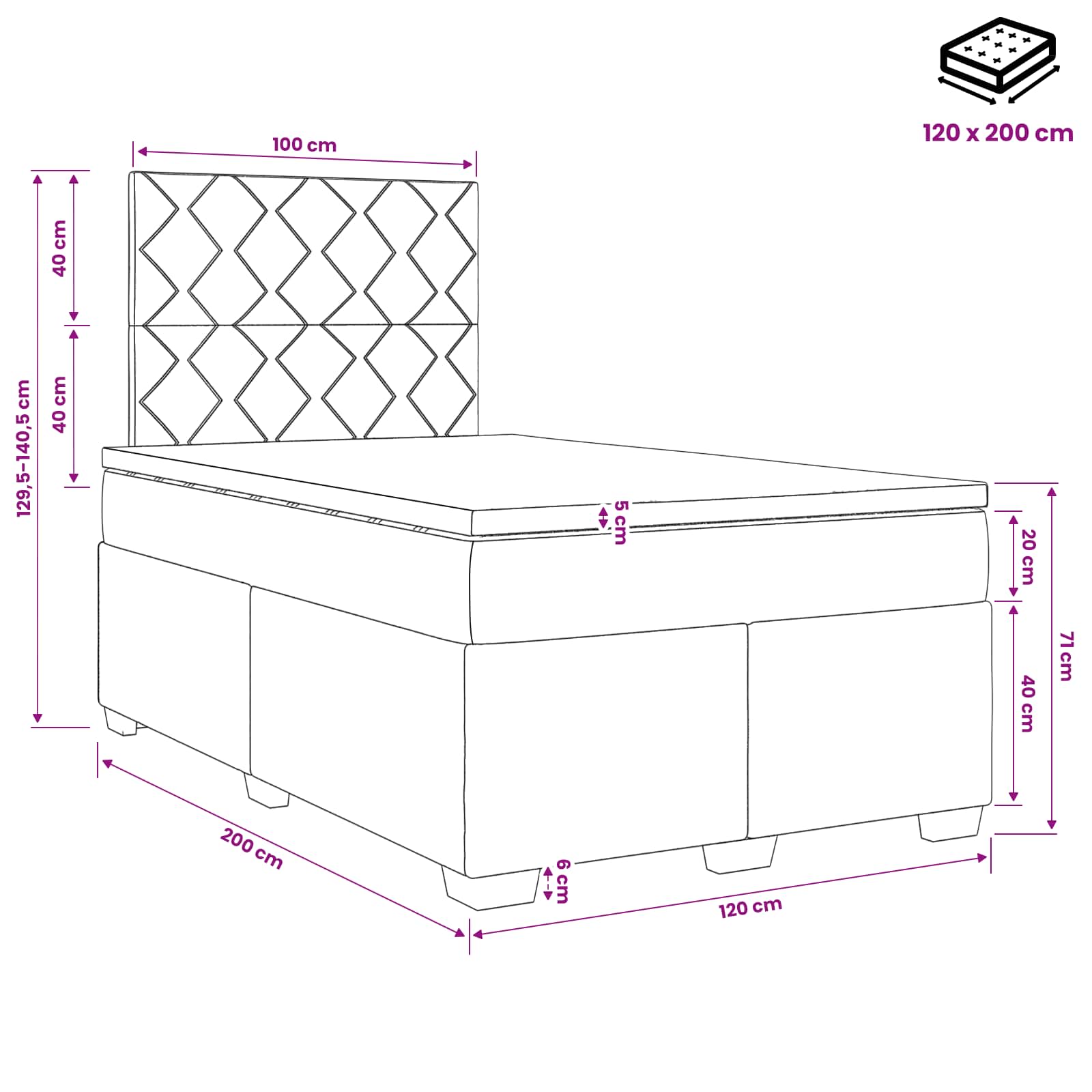 Postelja boxspring z vzmetnico Temno zelena 120 x 200 cm Žamet