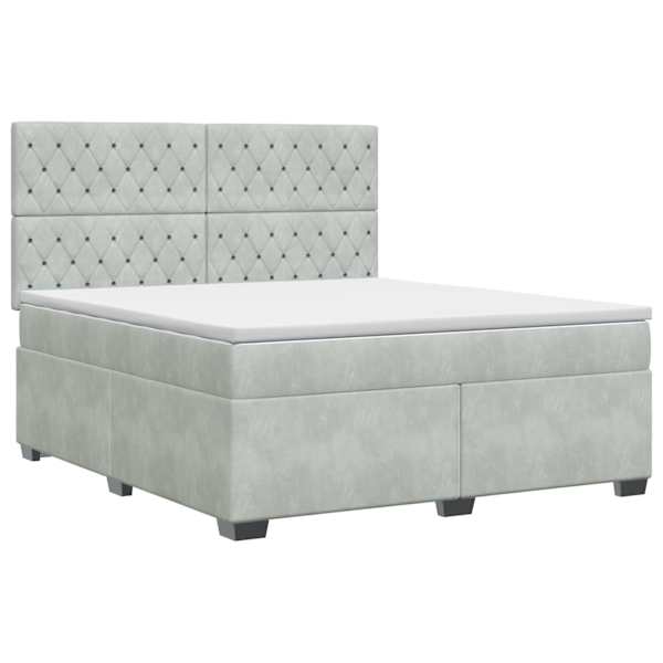 vidaXL Vedruvoodi madratsiga peaga Helehall 140 x 200 cm Samet